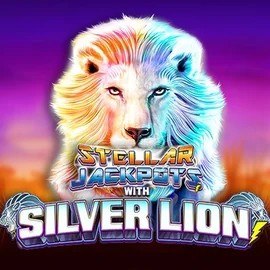 Stellar Jackpots with Silver Lion slot logo by Lightning Box Game at Oscar Spin Casino